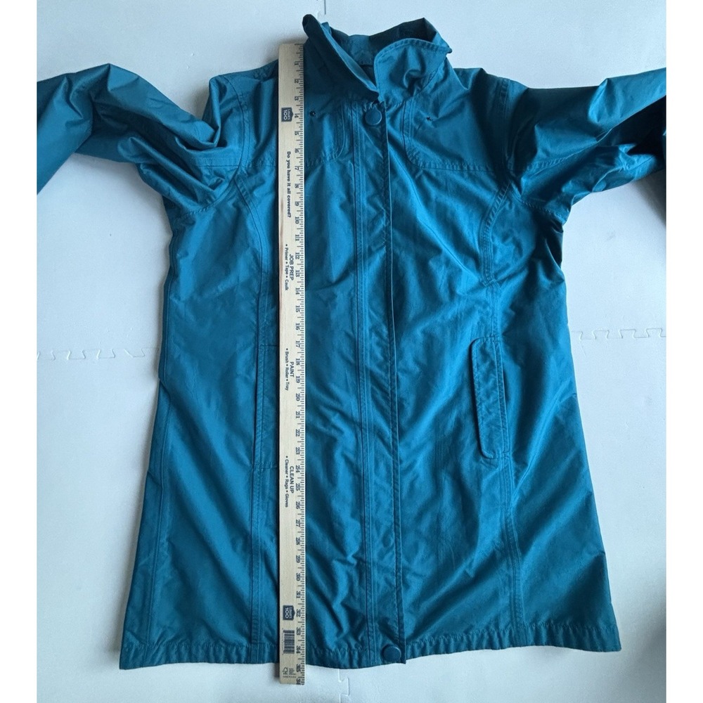 LL BEAN Rain Jacket Women's Coat Parka Lined Windbreaker - Size L Teal Blue - Picture 8 of 10